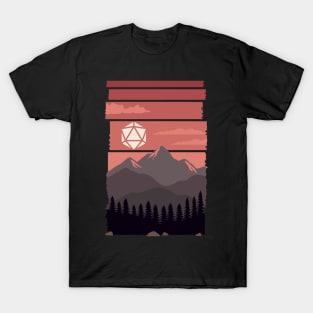 Sunset Over Mountains Polyhedral Dice Sun Tabletop RPG Landscape T-Shirt